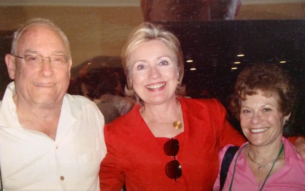 Bill Mayer, Hillary Clinton and Suzanne Salomon at a Wellesley College reunion in 2004. (Courtesy of Suzanne Salomon and Bill Mayer)