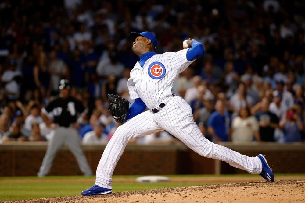Aroldis Chapman makes the already-fancied Cubs certain favorites for the World Series this year. (Jon Durr/Getty Images)