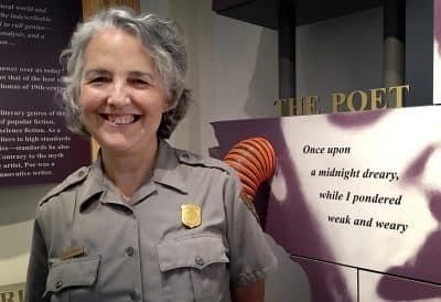 Helen McKenna-Uf, a park ranger at the Edgar Allan Poe National Historic Site in Philadelphia. (Alex Ashlock/Here & Now)
