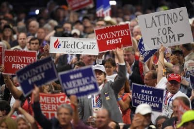 A Ted Cruz supporter holds a sign during his speech. (Mark J. Terrill/AP)