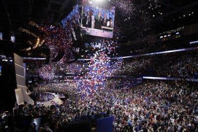The balloons fall after Trump's speech accepting the GOP nomination for president. (John Locher/AP)