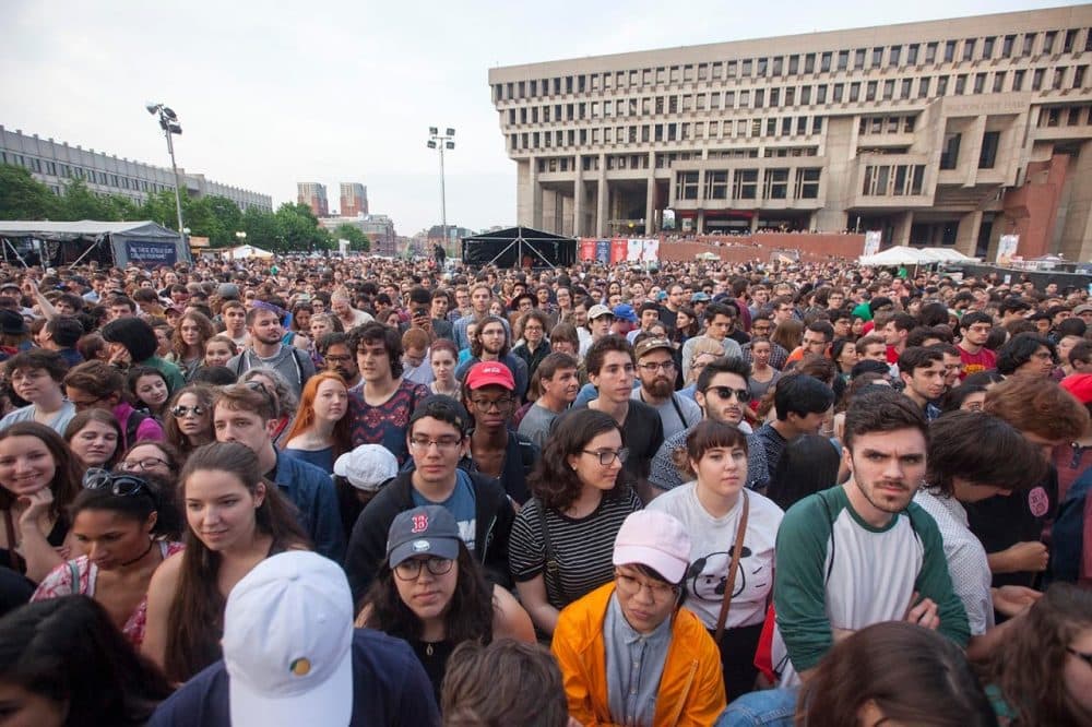 A crowd at the Boston Calling music festival is pictured in May 2016. (Joe DiFazio for WBUR) 