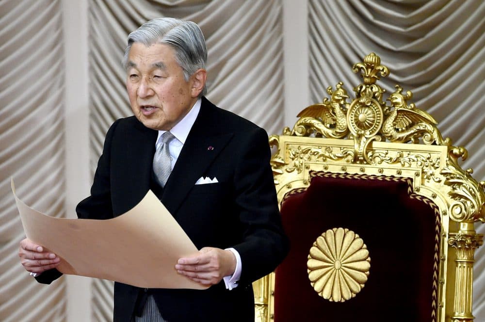 Japanese Emperor Akihito delivers his opening address for the extraordinary Diet session at the National Diet in Tokyo on Aug. 1, 2016. (Toru Yamanaka/AFP/Getty Images)