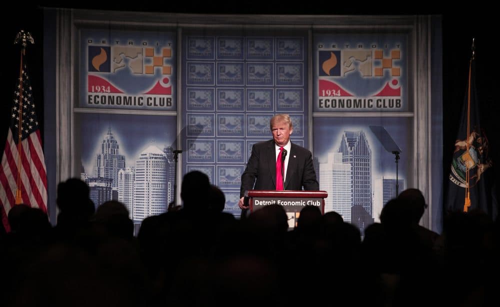 Republican presidential candidate Donald Trump delivers an economic policy address detailing his economic plan at the Detroit Economic Club on Aug. 8, 2016 in Detroit Michigan. (Bill Pugliano/Getty Images)