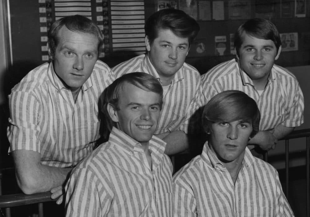 American pop group The Beach Boys in 1964. From left to right, Mike Love, Al Jardine, Brian Wilson, Dennis Wilson (1944 - 1983) and Carl Wilson (1946 - 1998). (Fox Photos/Getty Images)