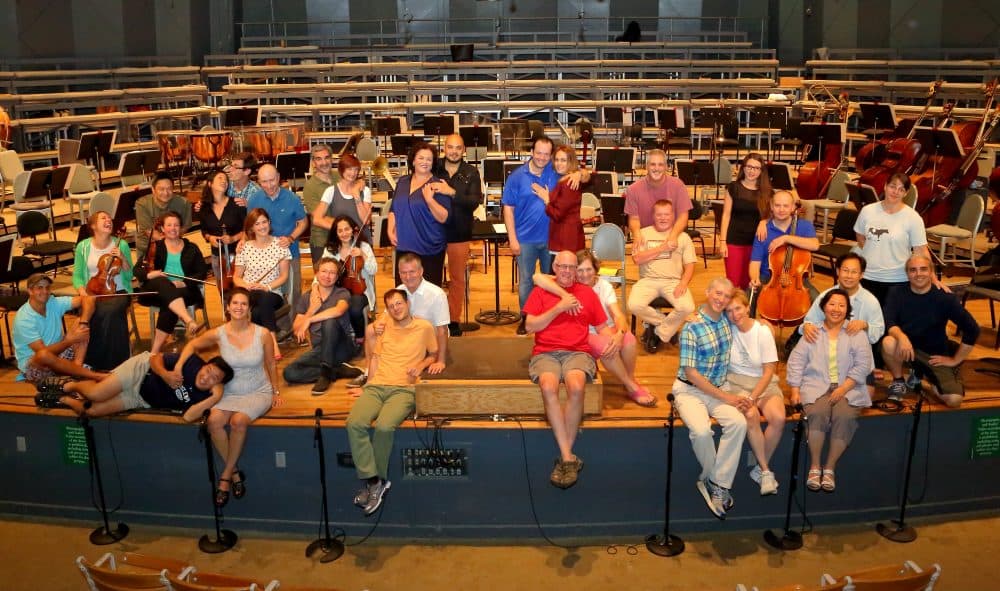 Sixteen of the 17 married couples who will be part of the &quot;Aida&quot; program on Saturday night, including BSO Director Andris Nelsons and featured guest soprano Kristine Opolais (Courtesy Hilary Scott/Boston Symphony Orchestra)