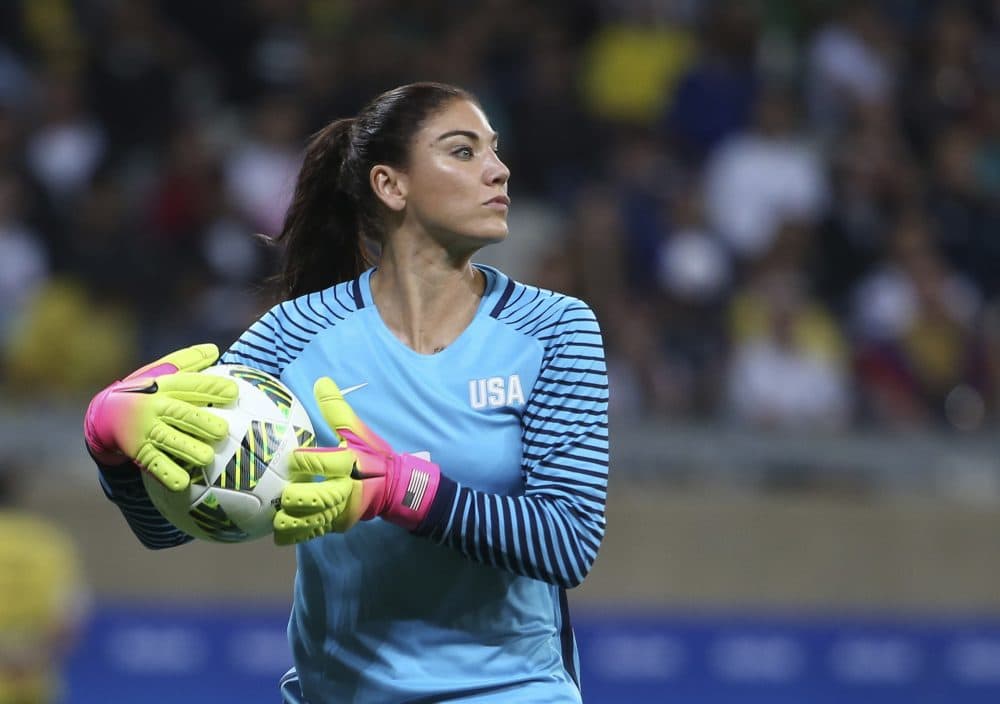 U.S. goalkeeper Hope Solo during a women's Olympic football tournament match against New Zealand. (Eugenio Savio/AP)