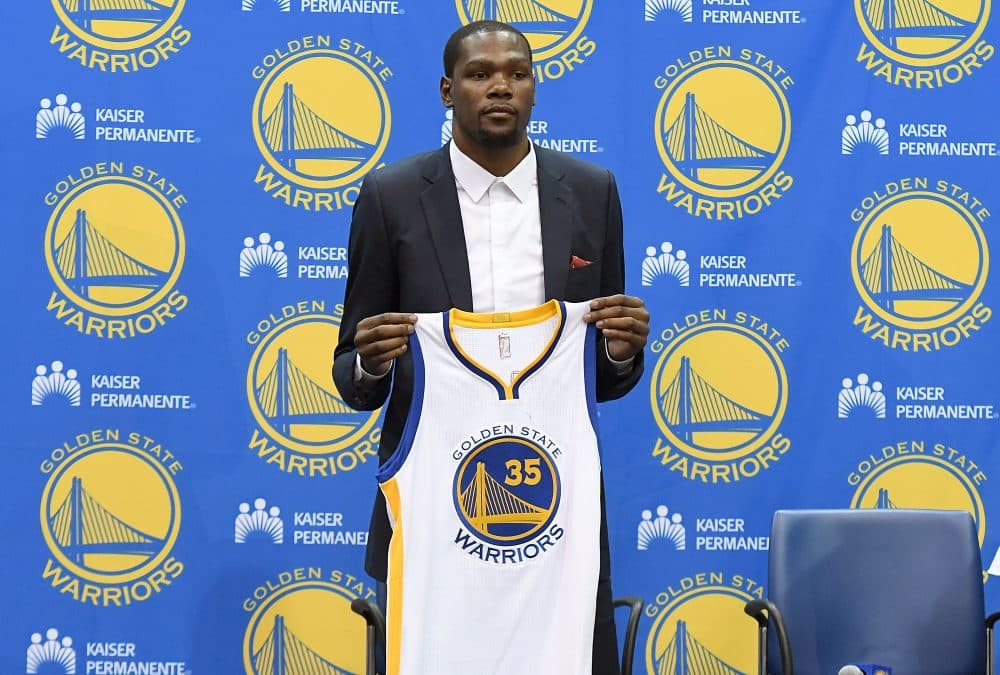 Kevin Durant's decision to join the Warriors made him Public Enemy No. 1 in the eyes of many Thunder fans, including Tucker Hein. (Thearon W. Henderson/Getty Images)