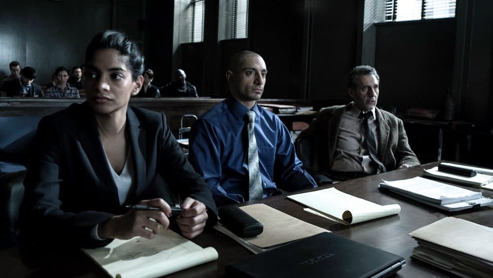Actors (left to right) Amara Karan, Riz Ahmed and John Turturro in a still from the HBO mini-series &quot;The Night Of.&quot; (Courtesy HBO)