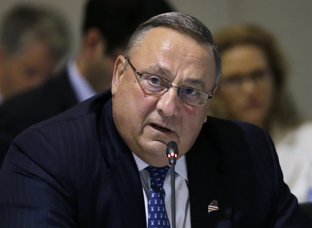 Maine Gov. Paul LePage speaks during a conference of New England's governors and eastern Canada's premiers in Boston on Monday to discuss closer regional collaboration. (Elise Amendola/AP)