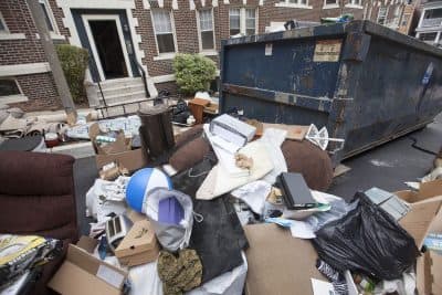 Move-out day garbage on the streets of Allston on Wednesday, Aug. 31. (Joe Difazio for WBUR)