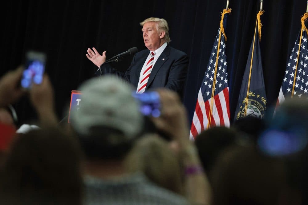 Donald Trump has done few traditional New Hampshire-style campaign events. Instead, he's counted on big rallies and free media coverage -- as he did Saturday in Windham. (Evan Vucci/AP)