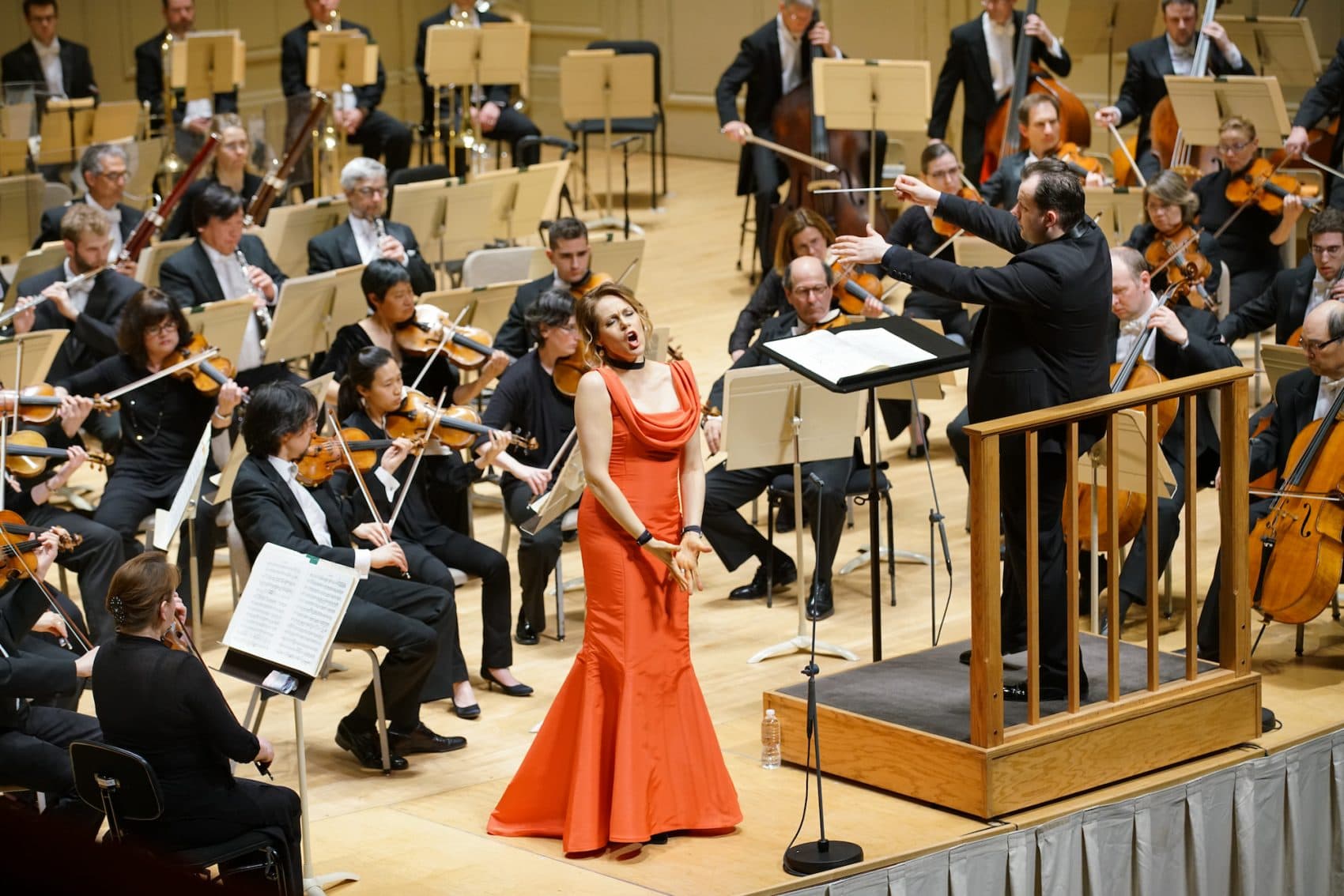 Christine Opolais and Andris Nelsons with the Boston Symphony Orchestra. (Michael Blanchard)
