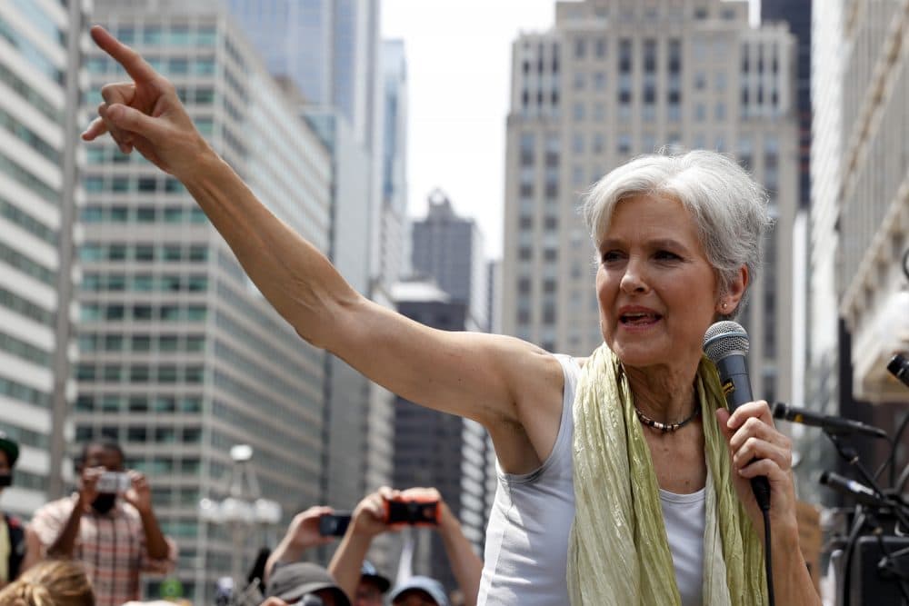 Dr. Jill Stein, Green Party presidential nominee, speaks at a rally in Philadelphia on Tuesday, July 26, 2016, during the second day of the Democratic National Convention. (John Minchillo/AP)