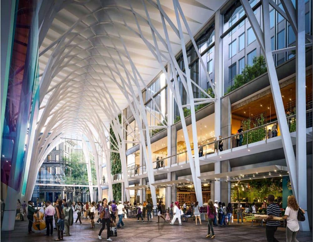 An artist's rendering of the so-called &quot;Great Hall,&quot; the 65-foot-high &quot;centerpiece&quot; of the Millennium Partners proposal (Courtesy of the developer)