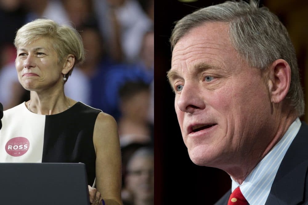 Former N.C. State Rep. Deborah Ross (Left) is challenging U.S. Sen. Richard Burr (R-NC) in the November race for control of the Tar Heel State's Senate seat (Chuck Burton and Jacquelyn Martin/AP)