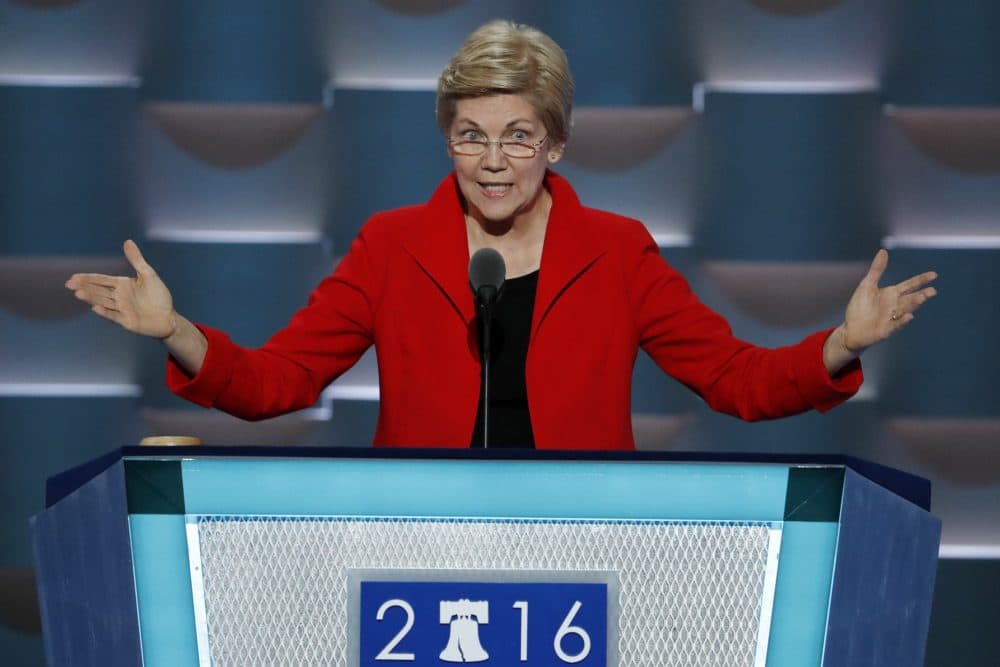Sen. Elizabeth Warren, speaks during the first day of the Democratic National Convention in Philadelphia. (J. Scott Applewhite/AP)