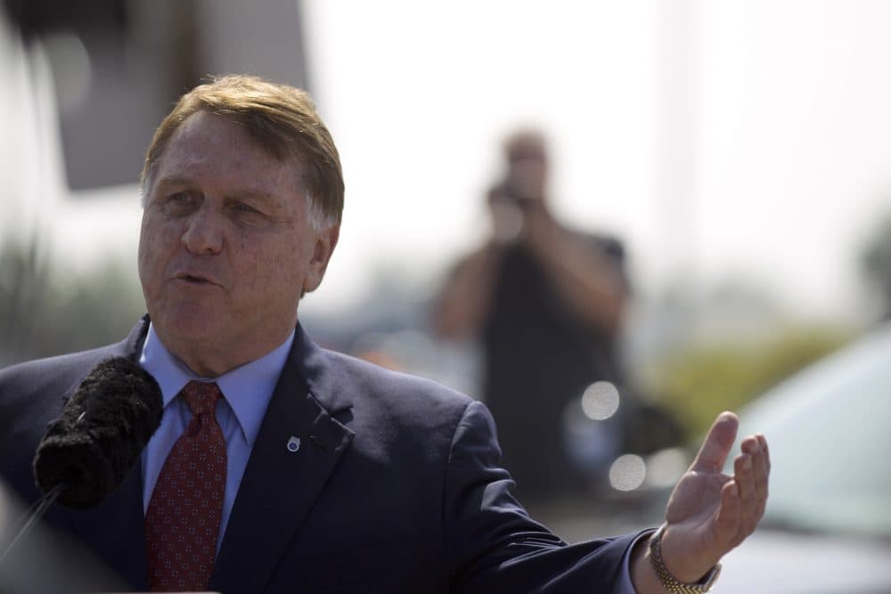 Teamsters union president James Hoffa speaks during a rally against the cross-border trucking program Wednesday, Oct. 19, 2011, in San Diego. (Gregory Bull/AP)