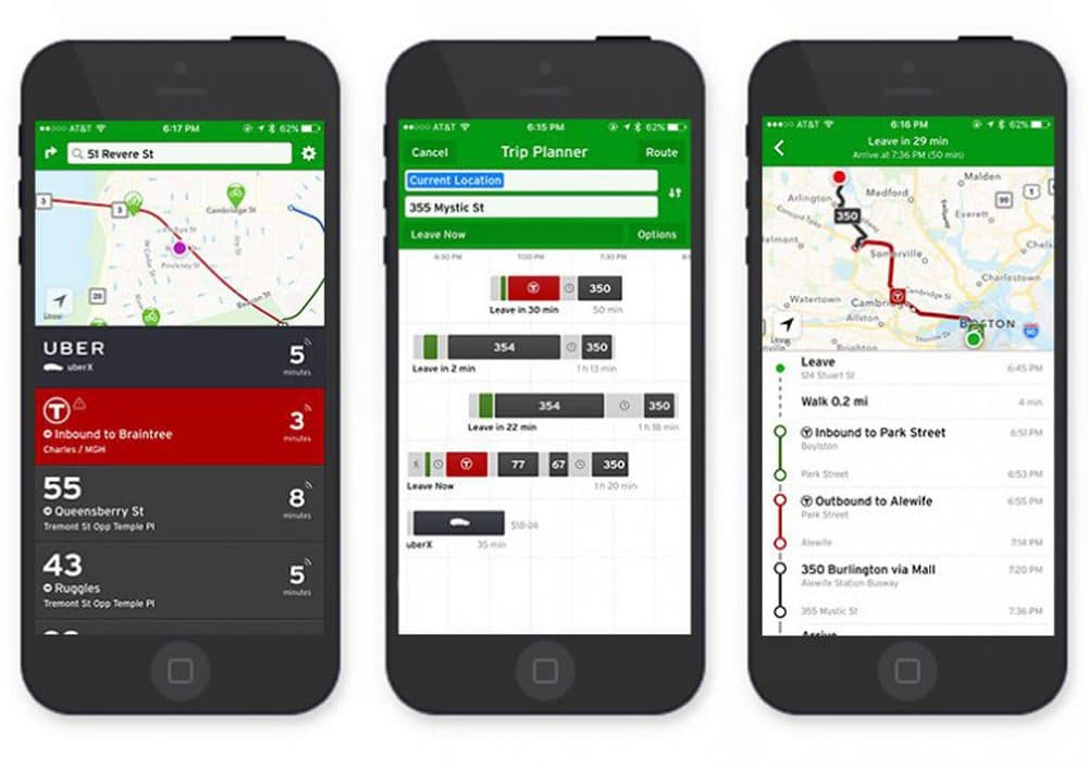 Screenshot of Transit App. (Courtesy MBTA)