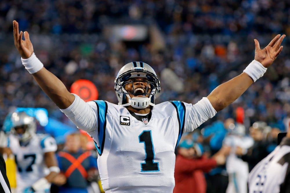 Cam Newton of the Carolina Panthers celebrates a touchdown during the NFC Championship Game at Bank of America Stadium on Jan. 24, 2016 in Charlotte, N.C. (Kevin C. Cox/Getty Images)