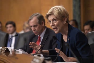 Senate Banking Committee member Sen. Elizabeth Warren, D-Mass., questions Wells Fargo Chief Executive Officer John Stumpf, on Capitol Hill in Washington, Tuesday. (Susan Walsh/AP)