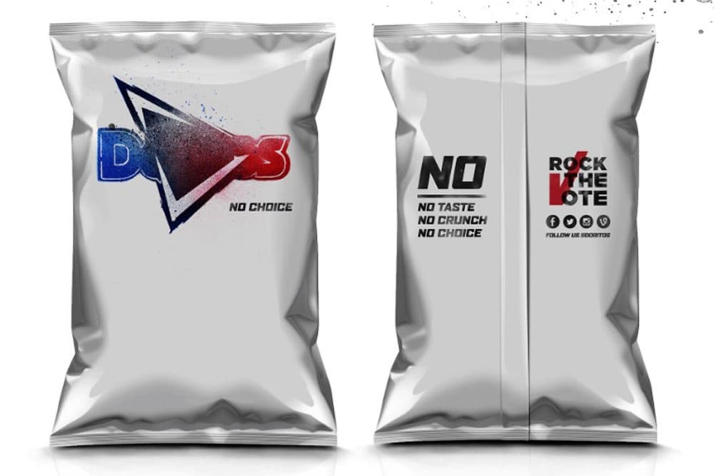 A &quot;no choice&quot; flavored bag of Doritos, which will go to vending machine customers who haven't registered to vote. (Courtesy Doritos)