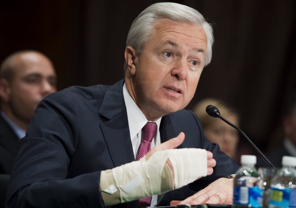 John Stumpf, chairman and CEO of Wells Fargo, testifies about the banks' unauthorized opening of accounts on Capitol Hill in Washington on Sept. 20, 2016. (Saul Loeb/Getty Images)