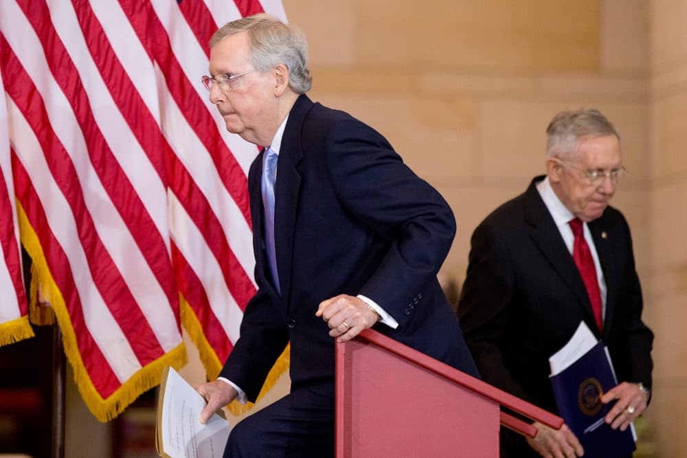 Just 9 percent of respondents in a recent Gallup survey expressed confidence in Congress and 18 percent approve of the job they are doing. Here is Senate Minority Leader Harry Reid, right, and Senate Majority Leader Mitch McConnell on Dec. 9, 2015. (Andrew Harnik/AP)