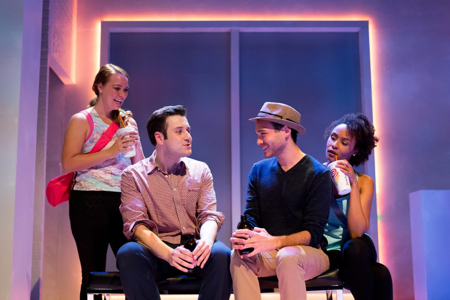 Sarah Elizabeth Bedard, Greg Maraio, Eddie Shields and Kris Sidberry in SpeakEasy Stage's production of &quot;Significant Other.&quot; (Courtesy Justin Saglio)