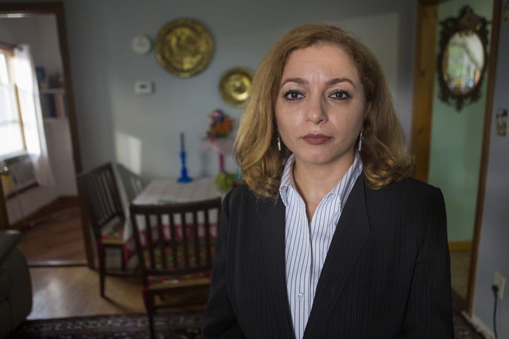 Afsaneh Moradi at her home in Malden. Moradi came to the U.S. from Iran in 2004 with a degree in medicine, but is struggling to be accepted into a residency in the states. (Jesse Costa/WBUR)
