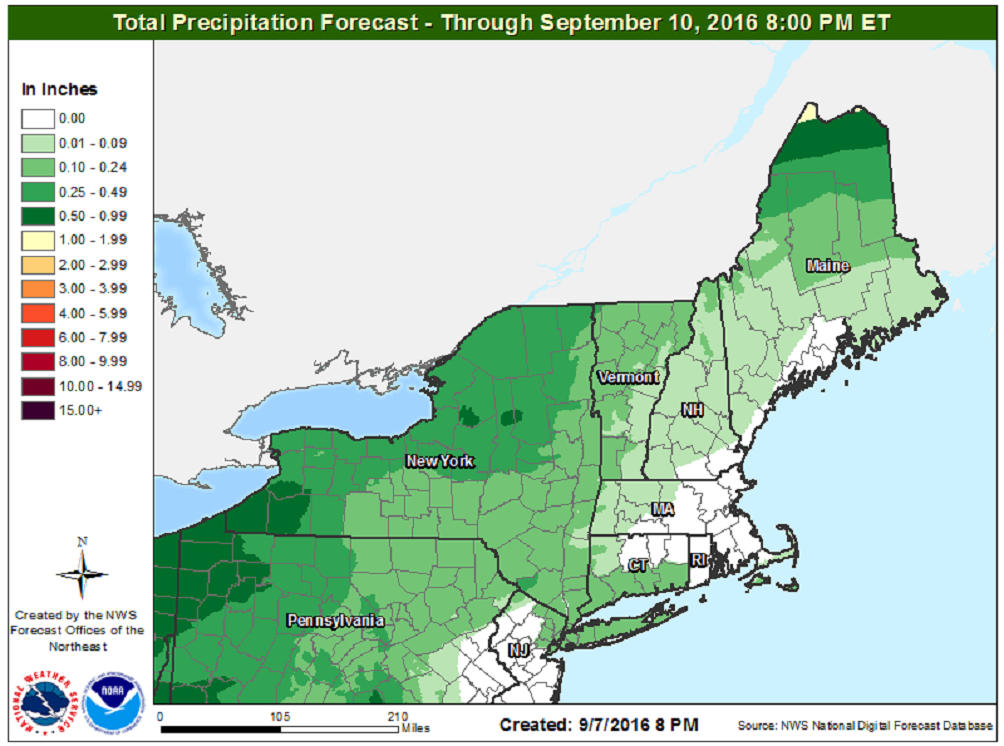 No measurable rain is expected for the next several days. (Courtesy NOAA)