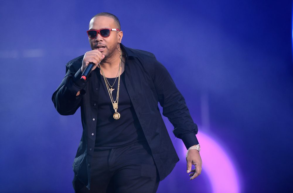 Singer Timbaland performs on stage at Twickenham Stadium on June 1, 2013, in London. (Ian Gavan/Getty Images for Gucci)