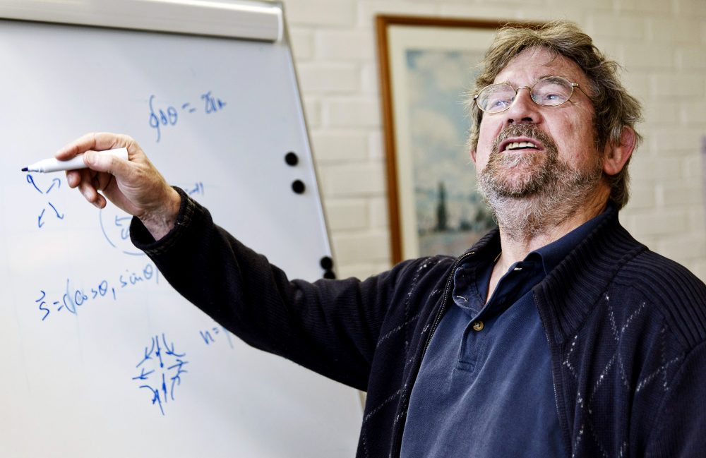 John Michael Kosterlitz, one of the scientists that has been awarded the Nobel Prize in physics, poses for a photo at Aalto University in Espoo, Finland, Tuesday Oct. 4, 2016. (Roni Rekomaa/Lehtikuva via AP)