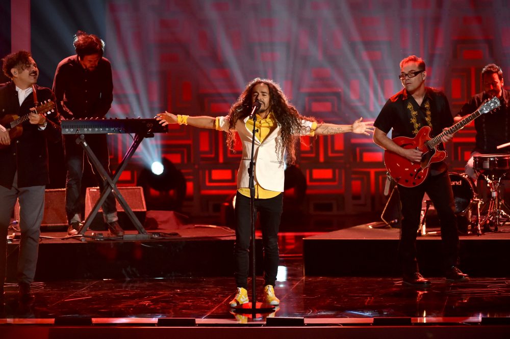 From left to right, musicians Enrique Rangel, Emmanuel del Real, Ruben Isaac Albarran Ortega and Joselo Rangel of Cafe Tacvba perform onstage during the 2014 NCLR ALMA Awards at the Pasadena Civic Auditorium on Oct. 10, 2014 in Pasadena, Calif. (Kevin Winter/Getty Images for NCLR)