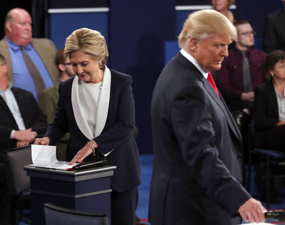 Democratic presidential nominee Hillary Clinton and Republican presidential nominee Donald Trump at the second 2016 presidential debate. (Rick T. Wilking/Pool via AP)