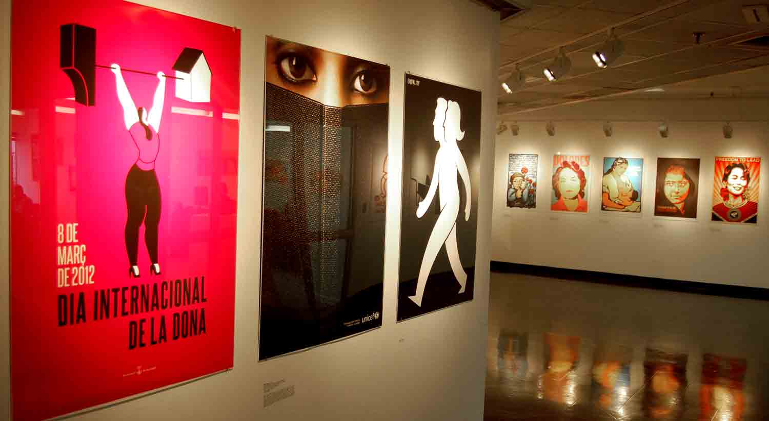 “Women's Rights Are Human Rights&quot; poster exhibit at Massachusetts College of Art and Design. (Greg Cook/WBUR)