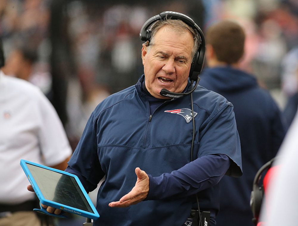 &quot;I'm done with the tablets. I'll use the paper pictures from here on because I've given it my best shot. I've tried to work through the process but it just doesn't work for me and that's because there's no consistency to it,&quot; says Bill Belichick. (Jim Rogash/Getty Images)