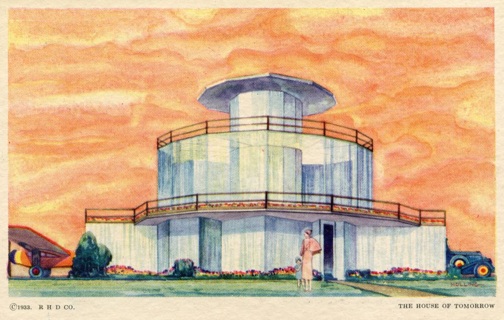 A rendering of the &quot;House of Tomorrow.&quot; The house was designed and built for the 1933 Chicago World's Fair's Century of Progress Exhibition. (Courtesy Collection of Steven R. Shook)