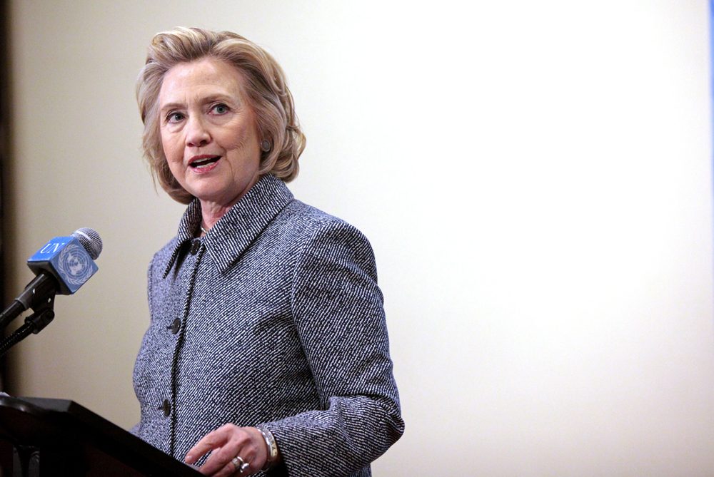 Democratic presidential nominee Hillary Clinton answered questions about allegations of an improperly used email account during her tenure as Secretary of State, after keynoting a Women's Empowerment Event at the United Nations on March 10, 2015 in New York. (Yana Paskova/Getty Images)