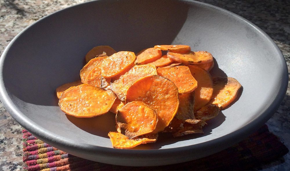 Kathy's sweet potato chips. (Kathy Gunst for Here & Now)
