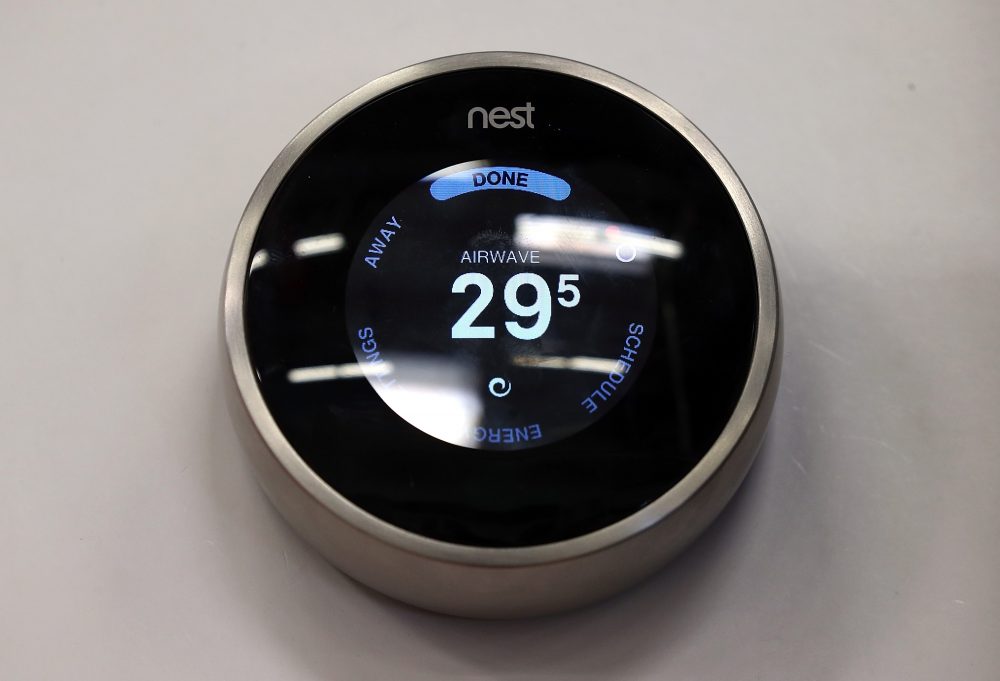 The Nest Learning Thermostat, a type of smart thermostat, is displayed at a Home Depot store on Jan. 13, 2014 in San Rafael, Calif. (Justin Sullivan/Getty Images)