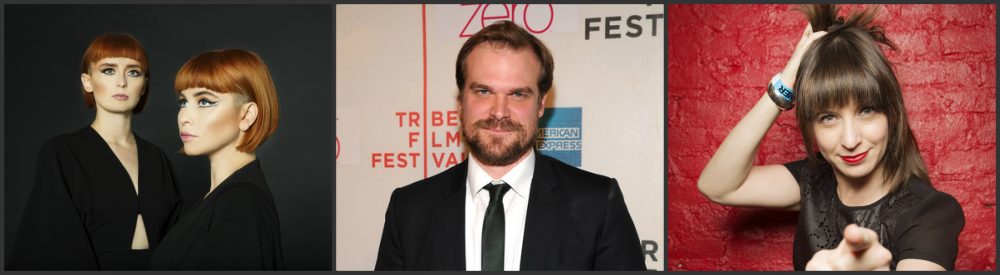 (From left: Ophira Eisenberg, David Harbour, and Lucius)