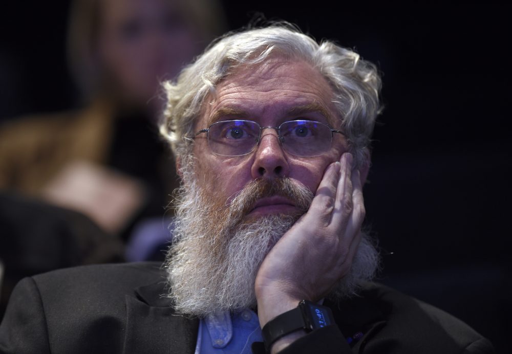 Harvard Medical School's George Church listens to a panel discussion at the National Academy of Sciences international summit on the safety and ethics of human gene editing in Washington, on Dec. 1, 2015. (Susan Walsh/AP)