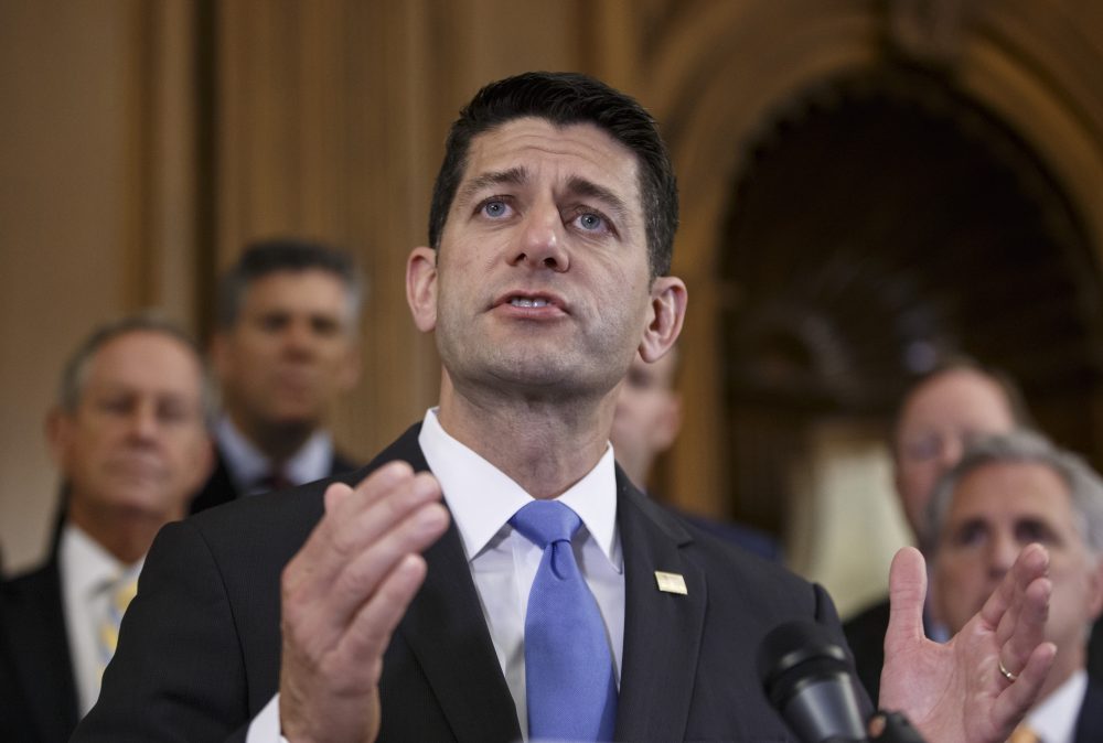 In this July 12, 2016 file photo, House Speaker Paul Ryan of Wis. takes questions during a news conference on Capitol Hill in Washington. Ryan is under fire from fellow Republicans upset with his messy political divorce from Donald Trump, with some threatening an effort to oust him. (J. Scott Applewhite/AP)