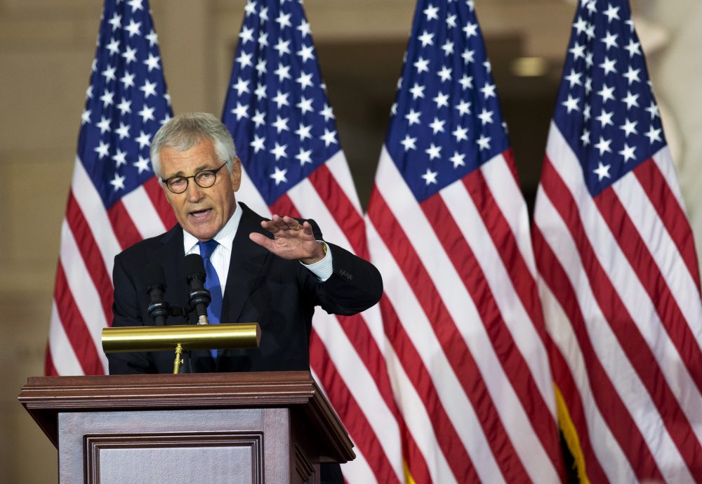 Former Secretary of Defense Chuck Hagel, speaks about his experiences as a soldier fighting in Vietnam, during a ceremony to commemorate the 50th anniversary of the Vietnam War on Capitol Hill in Washington, Wednesday, July 8, 2015. (Manuel Balce Ceneta/AP)