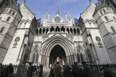 Media gather outside the High Court in London on Thursday Nov. 3, 2016. In a major blow for Britain's government, the High Court ruled Thursday that the prime minister can't trigger the U.K.'s exit from the European Union without approval from Parliament. (Tim Ireland/AP)