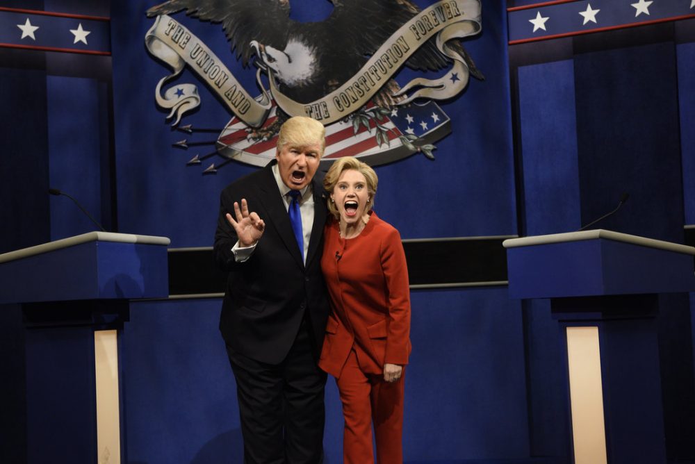 Alec Baldwin, as Donald Trump, and Kate McKinnon, as Hillary Clinton, in a skit from NBC's &quot;Saturday Night Live.&quot; (Courtesy Will Heath/NBC)