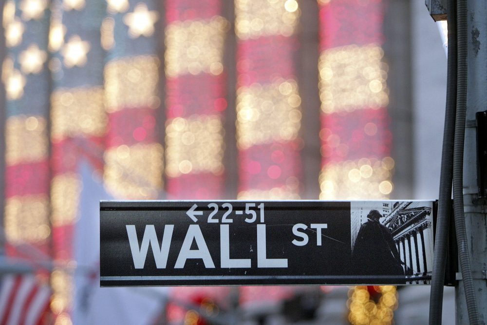 A Wall Street sign is seen in front of the New York Stock Exchange in New York City in 2006. (Mario Tama/Getty Images)