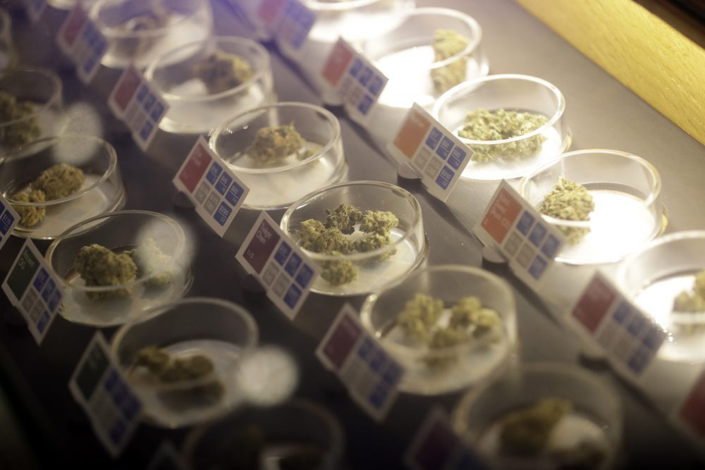 Different types of marijuana are displayed at Sparc Dispensary Tuesday, Nov. 8, 2016, in San Francisco. California voters approved a ballot measure Tuesday allowing recreational marijuana in the nation's most populous state. (Marcio Jose Sanchez/AP)