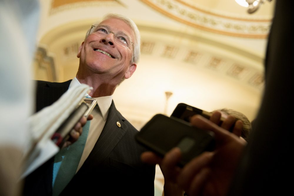Sen. Roger Wicker, R-Miss., speaks to reporters following a Senate policy luncheon on Capitol Hill in Washington in June 2015. (Andrew Harnik/AP)